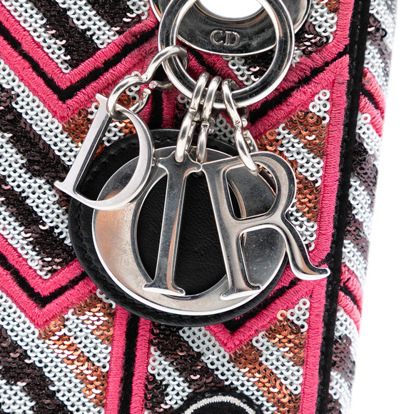 Pre-Loved Dior Mini Patent Sequined Lady Dior - Picture 6 of 7